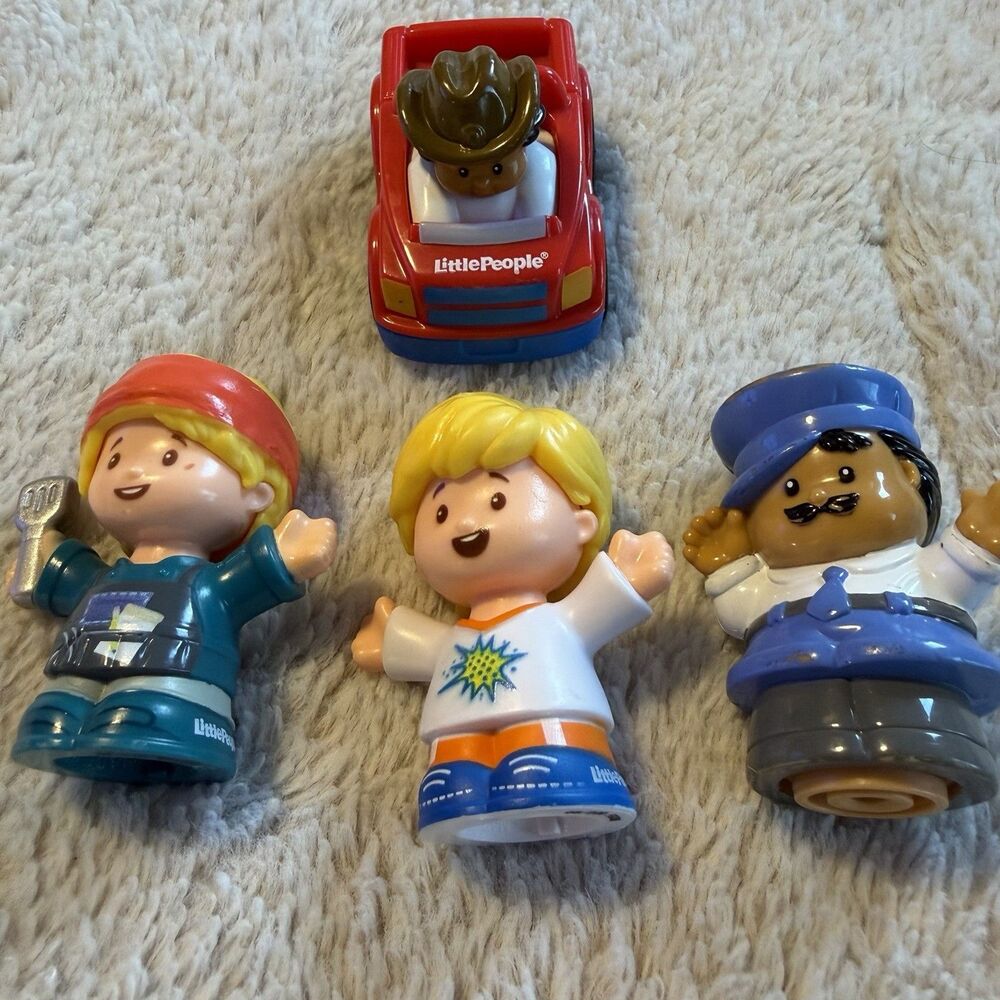 Fisher Little People Mixed Lot Of 4 School Bus Boy, Driver, Chef, Truck